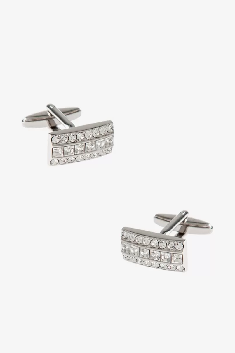 Ties Very Rhimestone Rectangle Clear Cufflinks Outlet