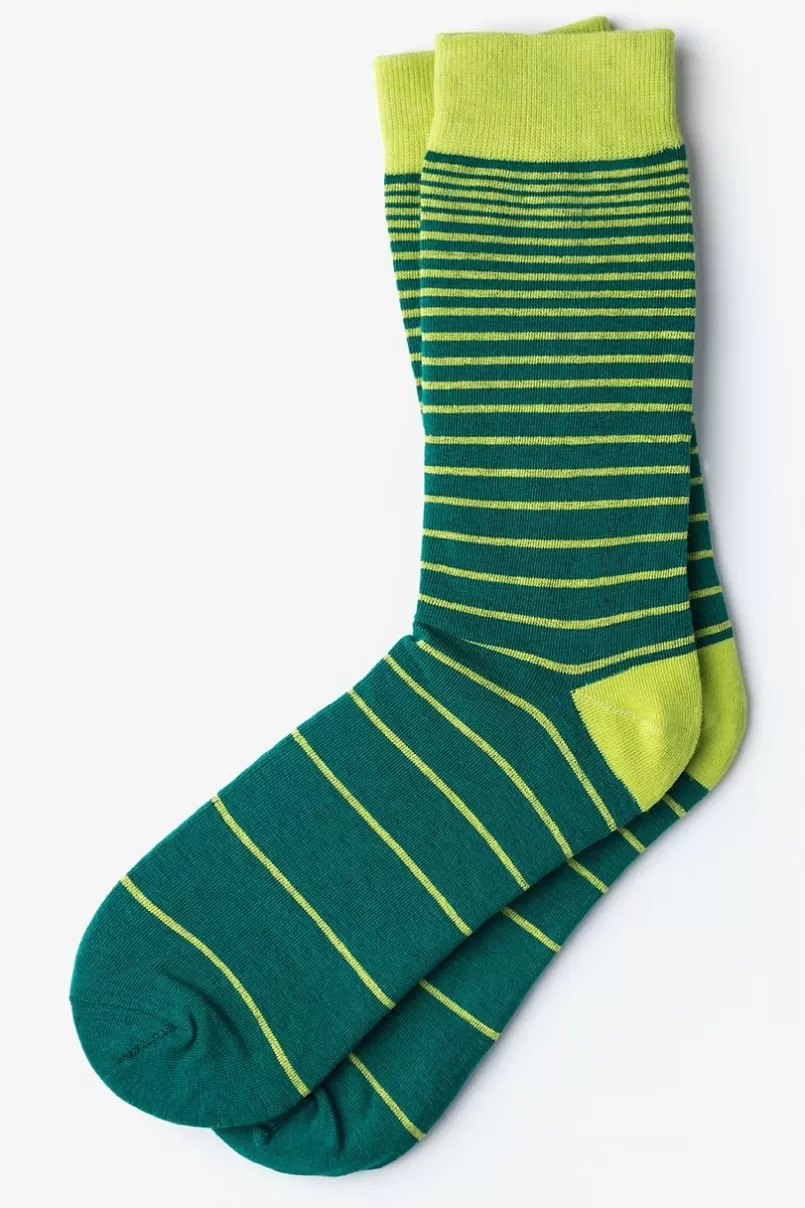 Ties Villa Park Stripe Green Sock Fashion