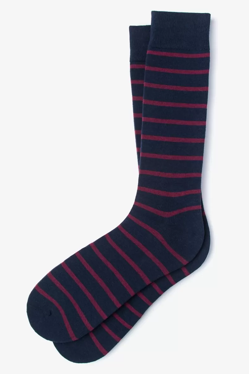 Ties Virtuoso Stripe Burgundy Sock Burgundy&NavyBlue Best