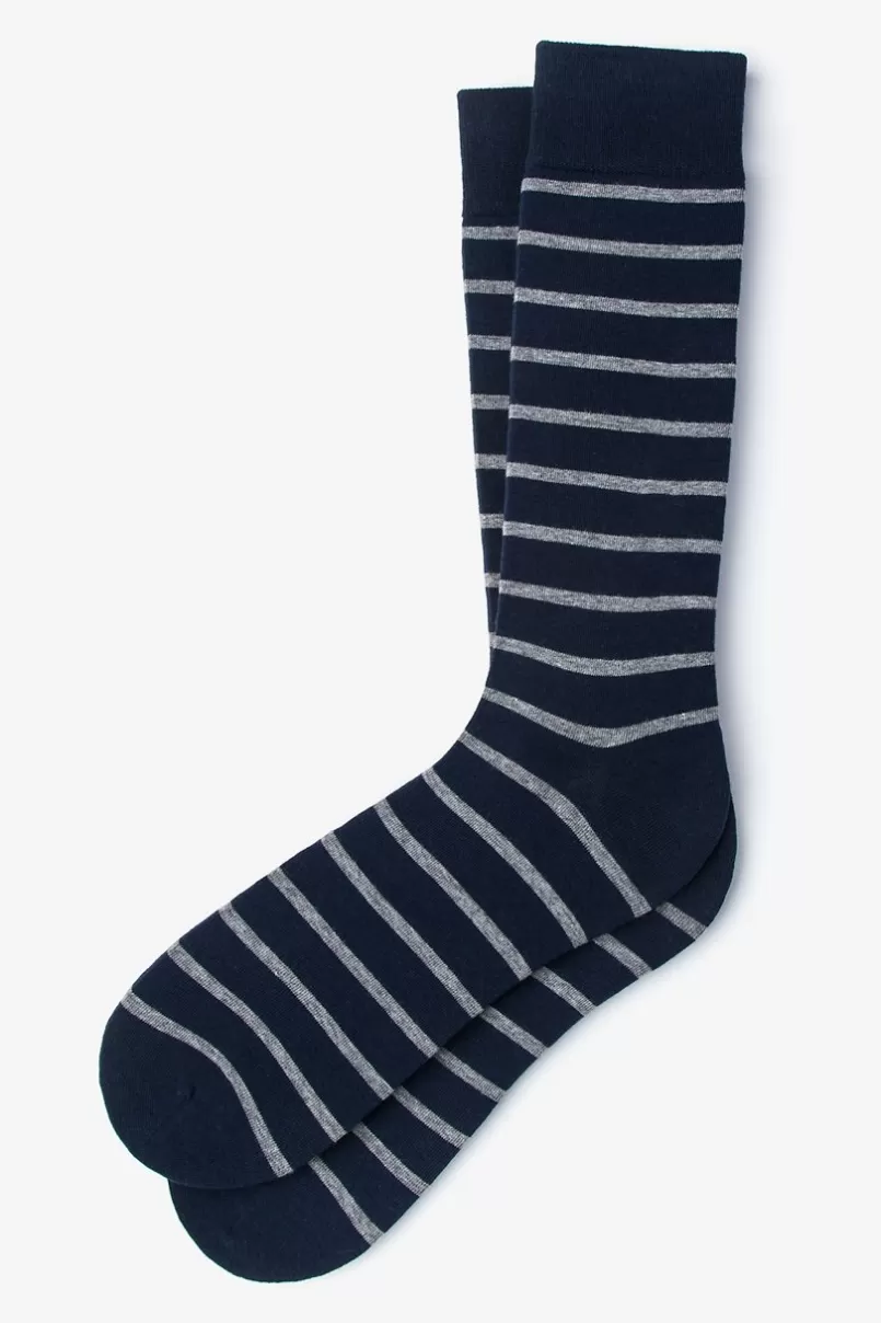 Ties Virtuoso Stripe Heather Gray Sock HeatherGray&NavyBlue Discount