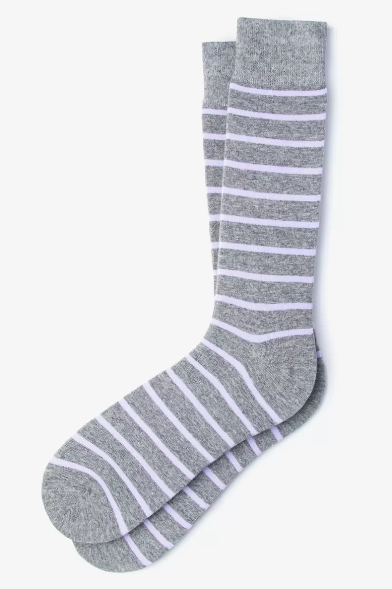 Ties Virtuoso Stripe Lavender Sock Lavender&HeatherGray Sale