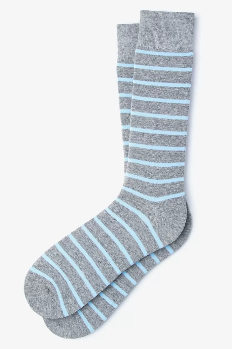 Ties Virtuoso Stripe Pale Blue Sock PaleBlue&HeatherGray Fashion