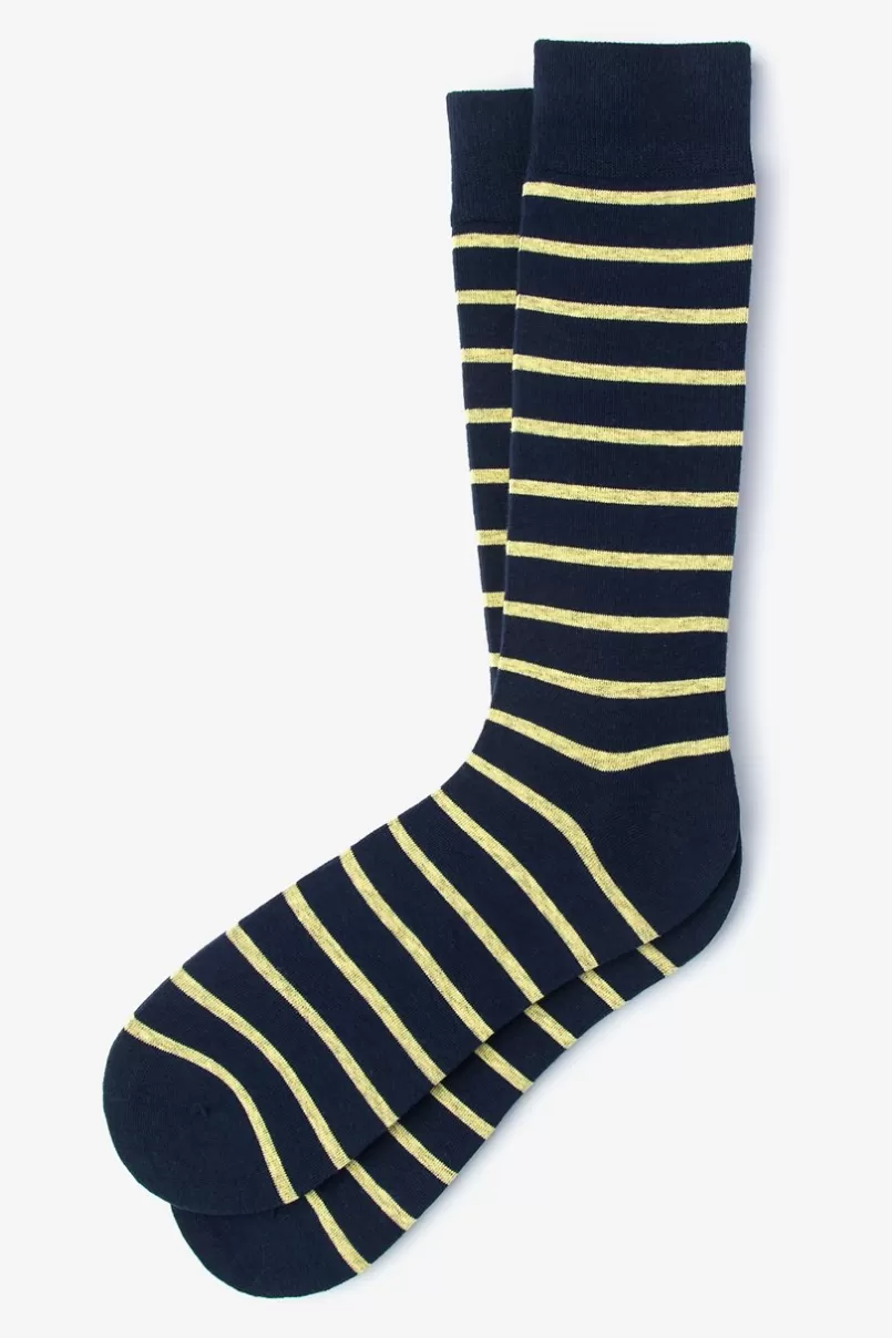 Ties Virtuoso Stripe Yellow Sock Yellow&NavyBlue Fashion