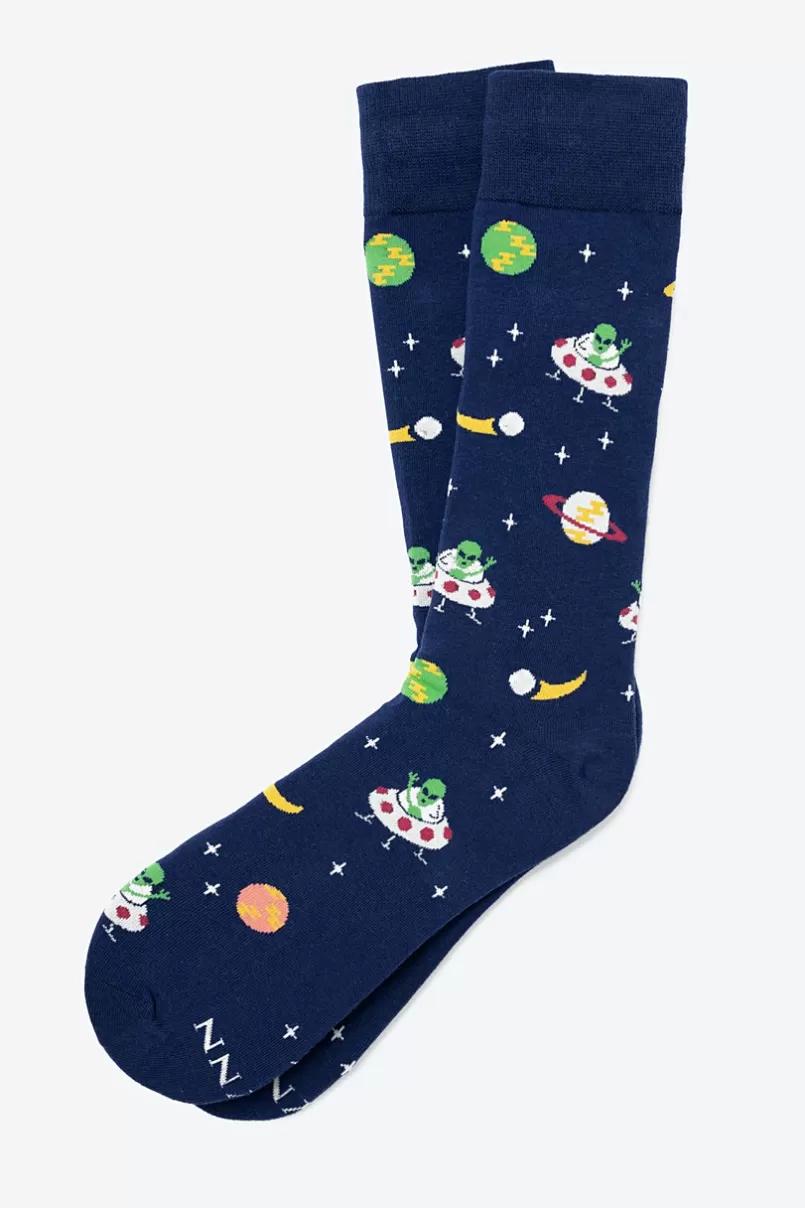 Ties We Come in Peace Navy Blue Sock NavyBlue Store