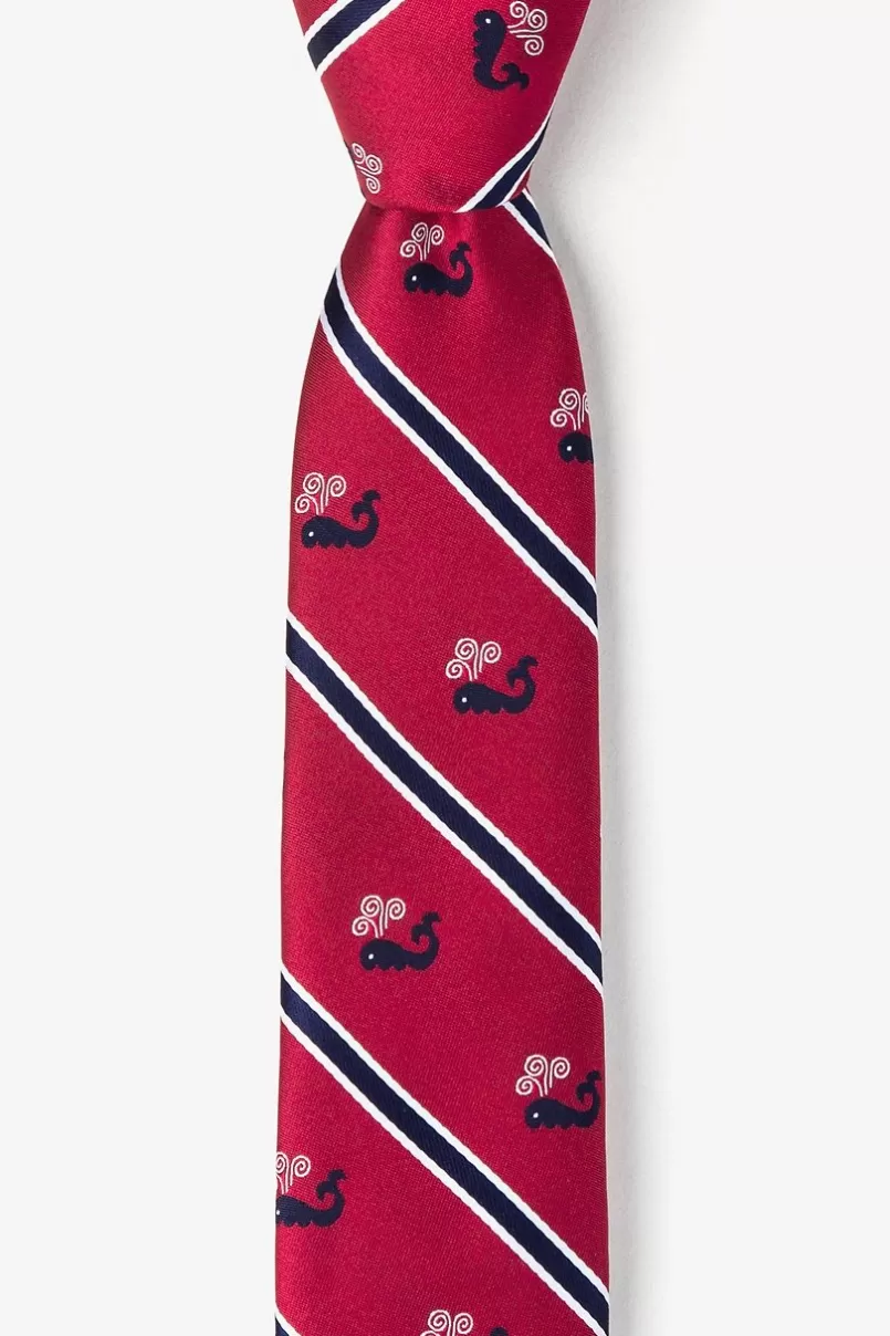 Ties Whales Red Skinny Tie Store