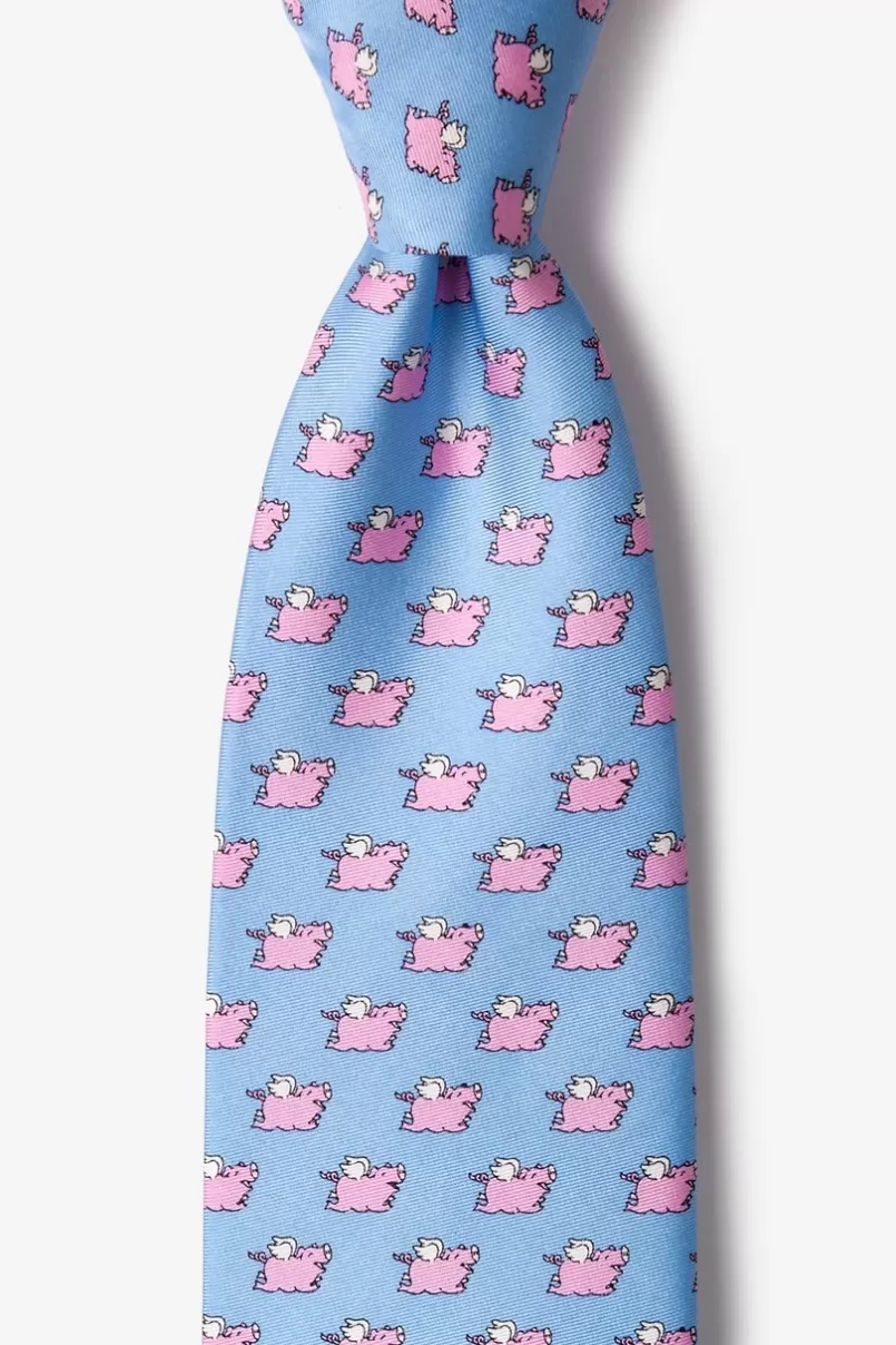 Ties When Pigs Fly Light Blue Tie New