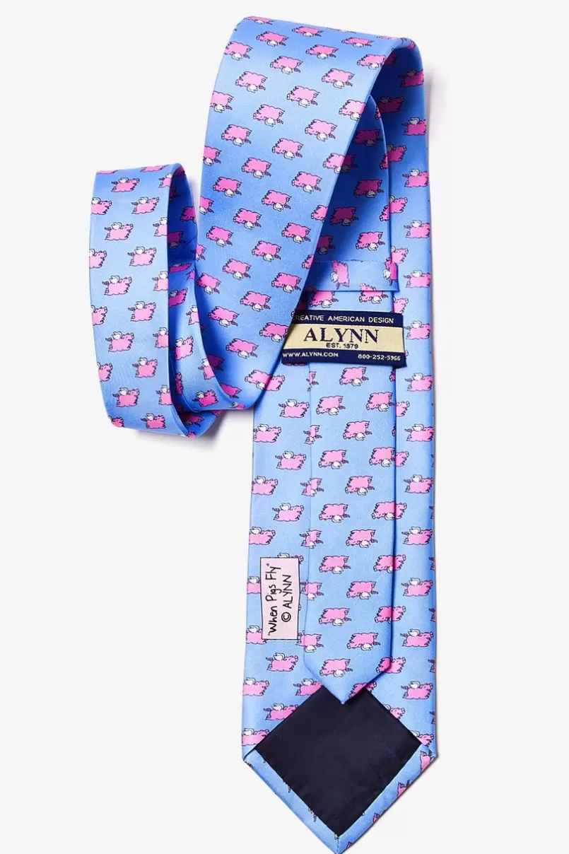 Ties When Pigs Fly Light Blue Tie New