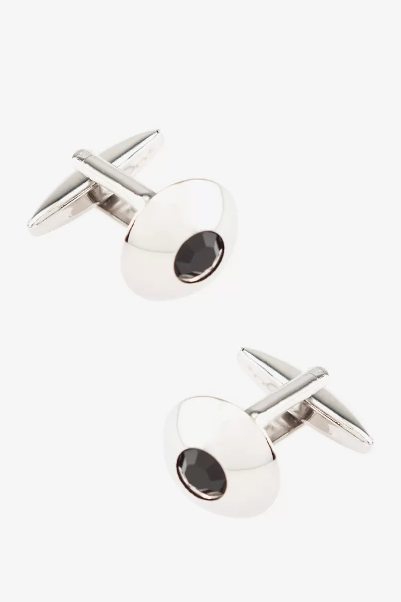 Ties Wide Embellished Dome Black Cufflinks Best Sale