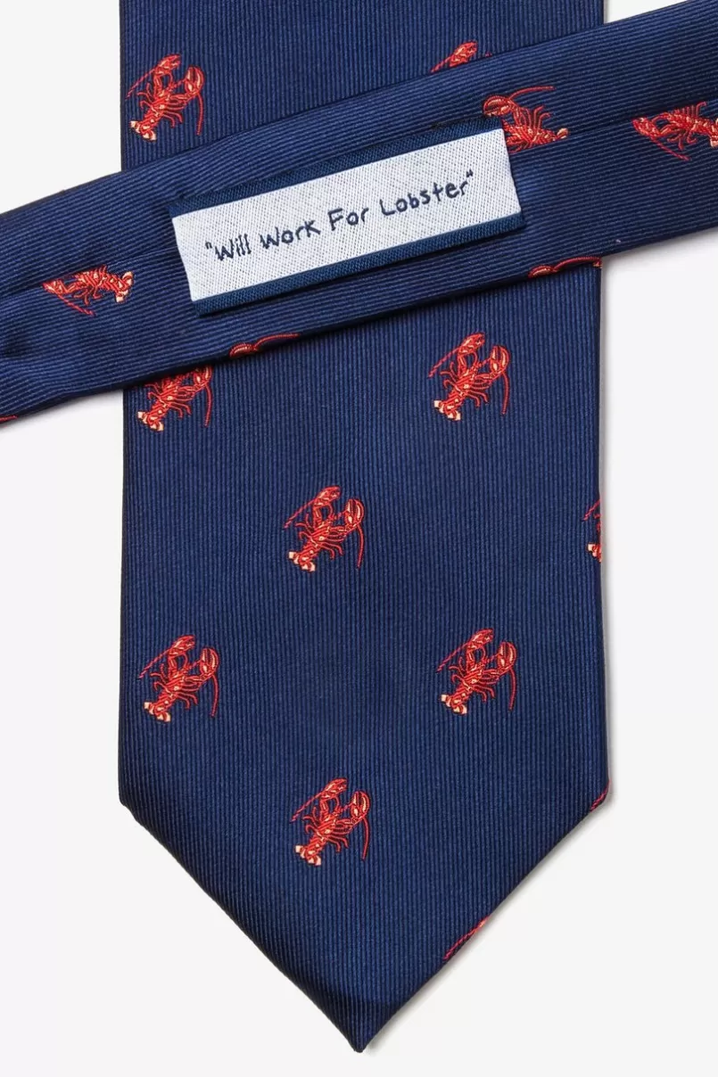 Ties Will Work for Lobster Navy Blue Tie NavyBlue Cheap