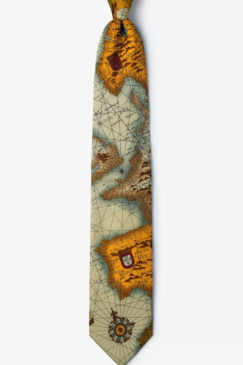 Ties World Map Tan/taupe Tie Outlet