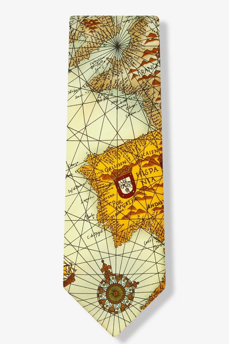 Ties World Map Tan/taupe Tie Outlet