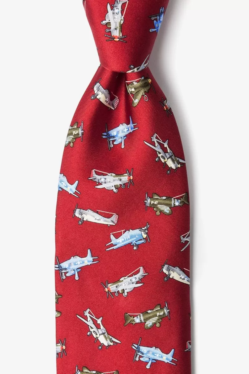 Ties WWII Fighter Planes Red Tie Cheap