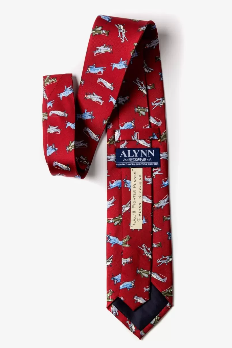 Ties WWII Fighter Planes Red Tie Cheap