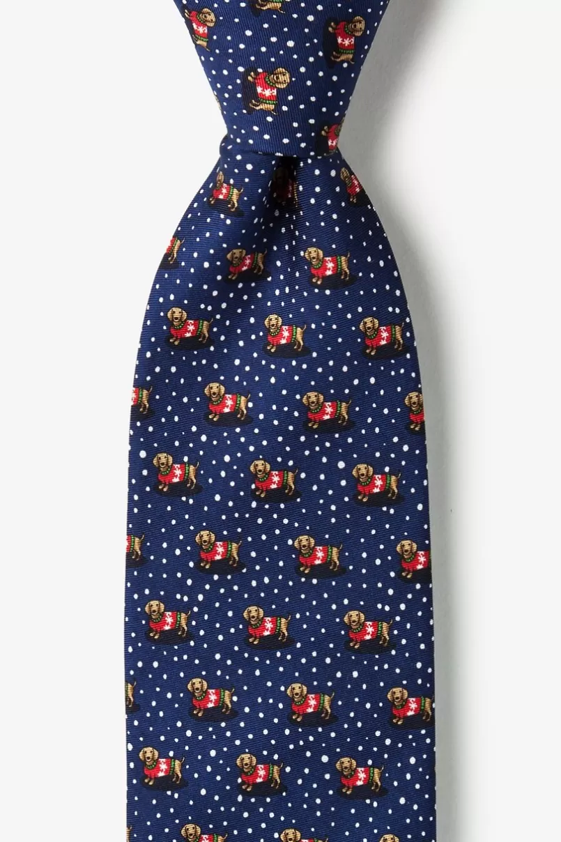 Ties Yappy Howlidays Navy Blue Extra Long Tie Online