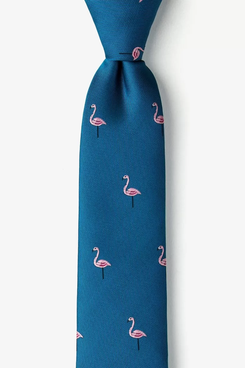 Ties Yard Birds Teal Skinny Tie Clearance