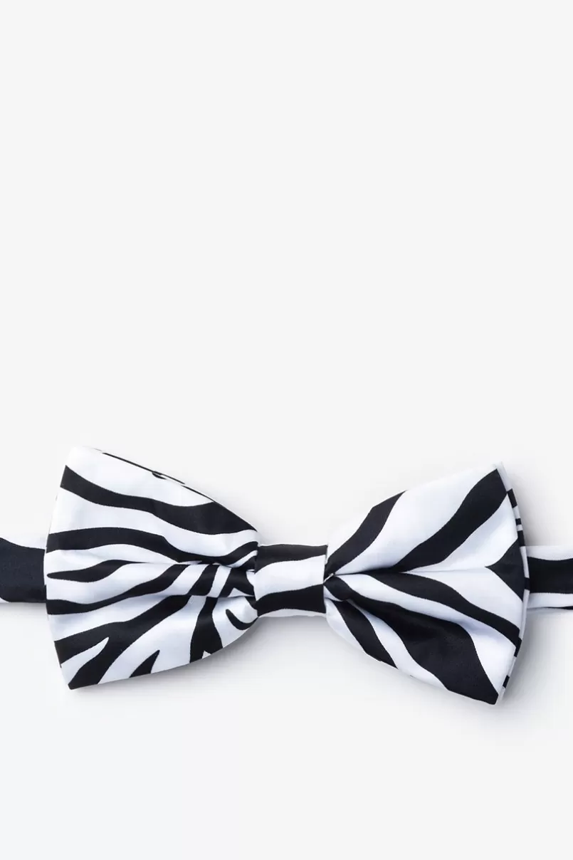 Ties Zebra Animal Print Black Pre-Tied Bow Tie Discount