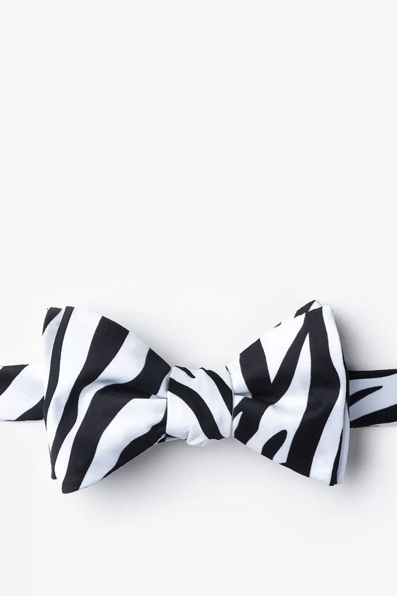 Ties Zebra Animal Print Black Self-Tie Bow Tie New