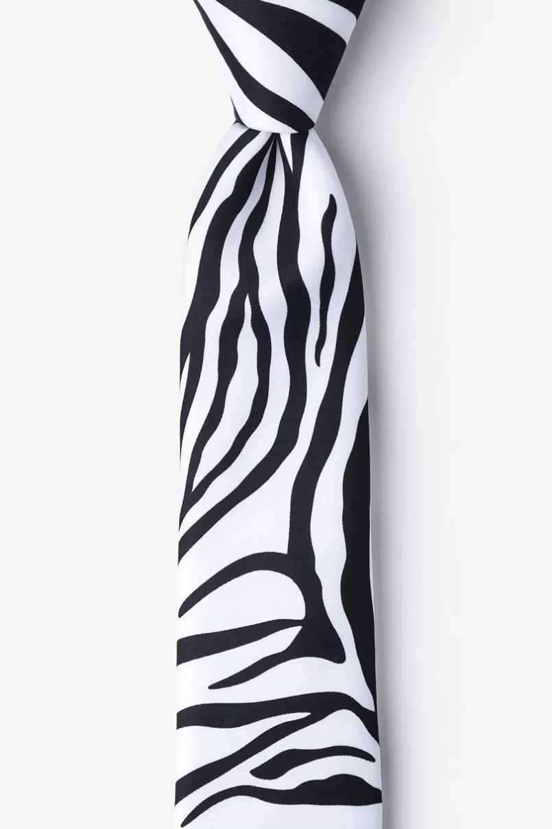 Ties Zebra Animal Print Black Skinny Tie Cheap