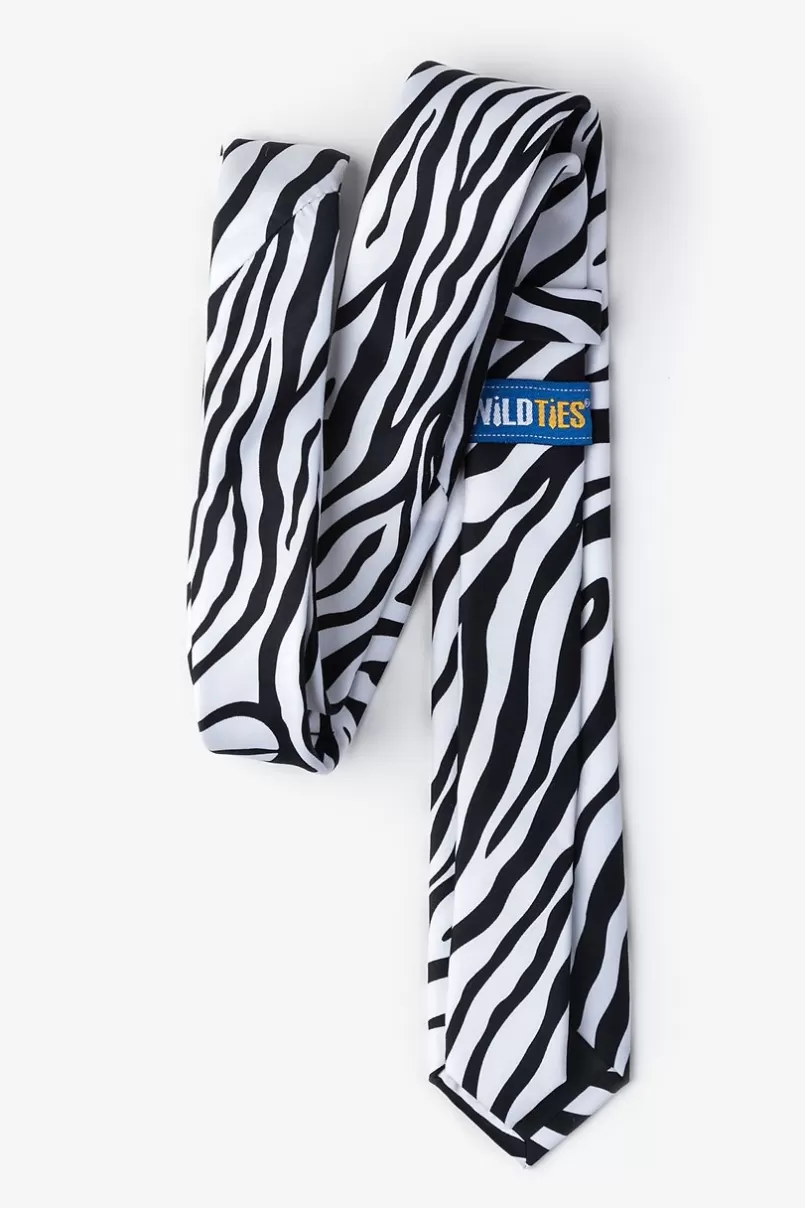 Ties Zebra Animal Print Black Skinny Tie Cheap