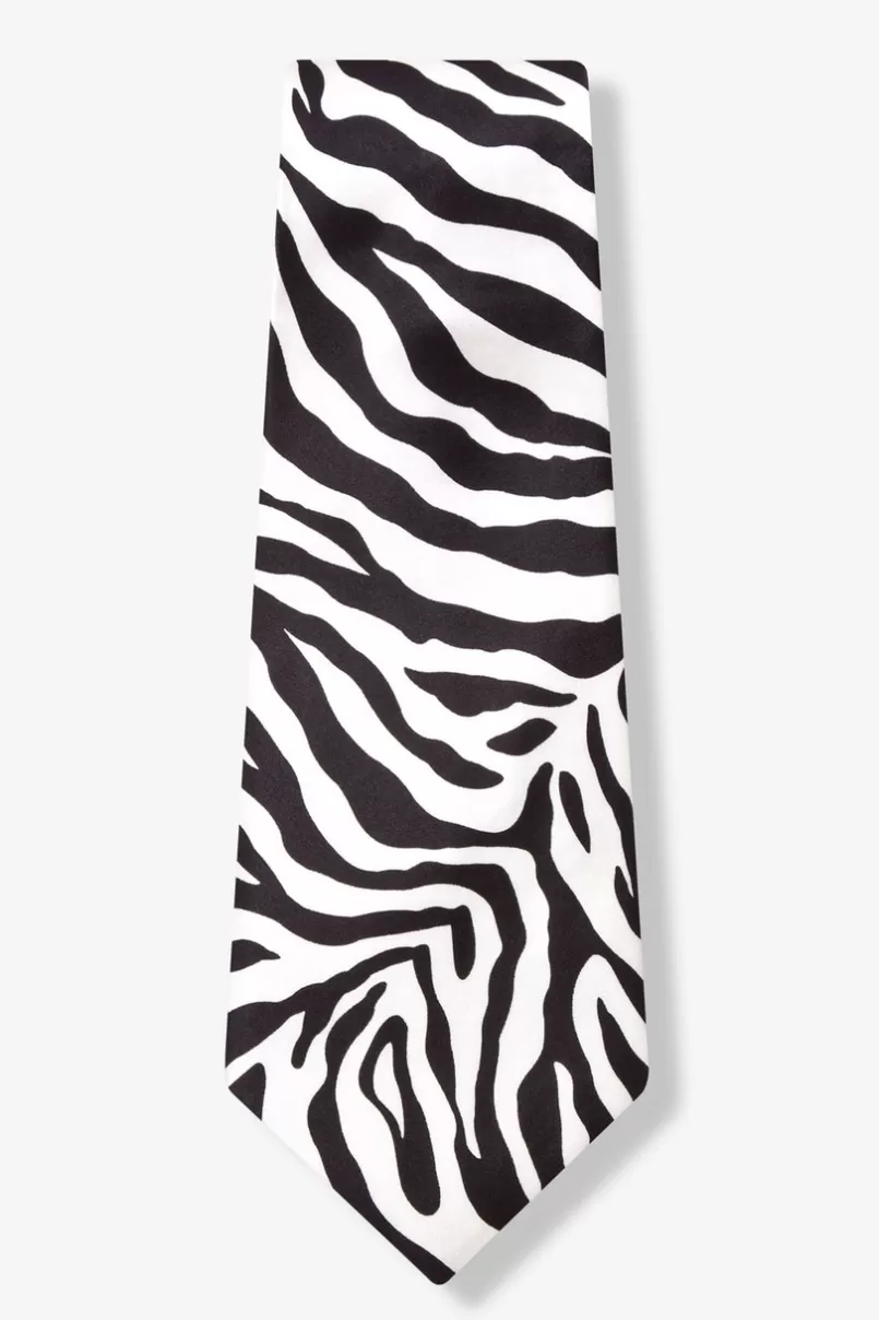 Ties Zebra Print Black Extra Long Tie Discount